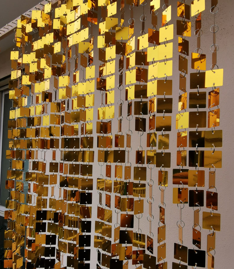 Pvc Panel Background - Cadena colgante de lentejuelas cuadradas doradas