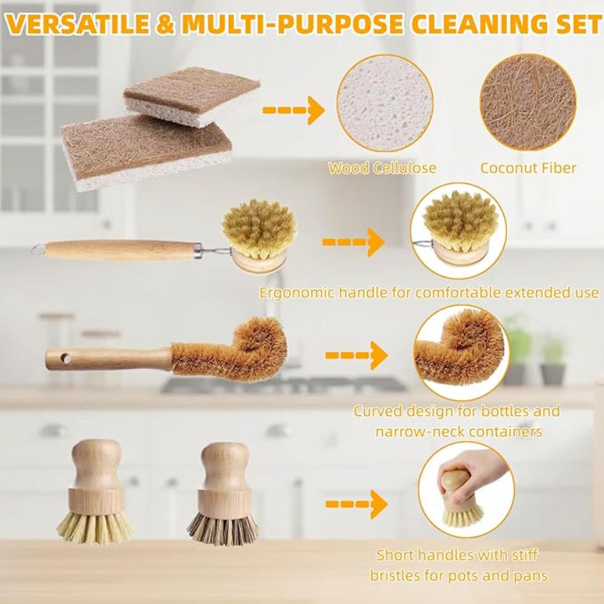 Juego de 6 Cepillos para Plato - Substrate Coconut Fiber reseña y precio
